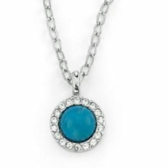 Lia Sophia Jewelry - Lia Sophia Necklace Petite Faux Turquoise & Crystal Pendant NWT (Marks on tag)